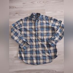 Ralph Lauren Plaid Shirt Mens XL Button Down Blue Yellow Vintage Cotton Checked